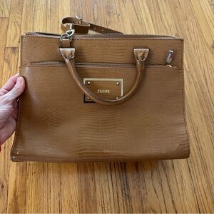 Prune Tan Textured Handbag